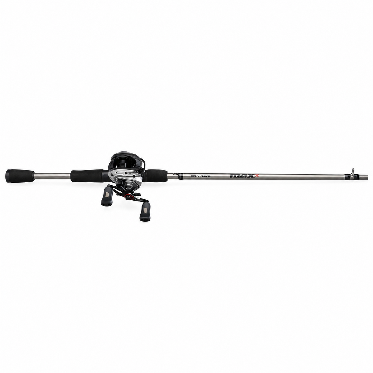 Abu Garcia Max X Baitcasting Combo with low-profile baitcast reel and graphite casting rod on white background