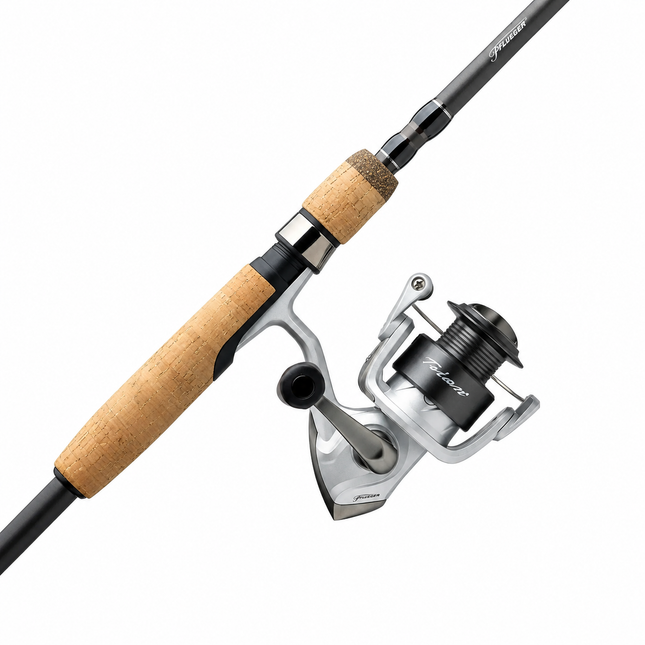 Pflueger Trion® Spinning Combo with cork handle spinning rod and spinning reel on white background