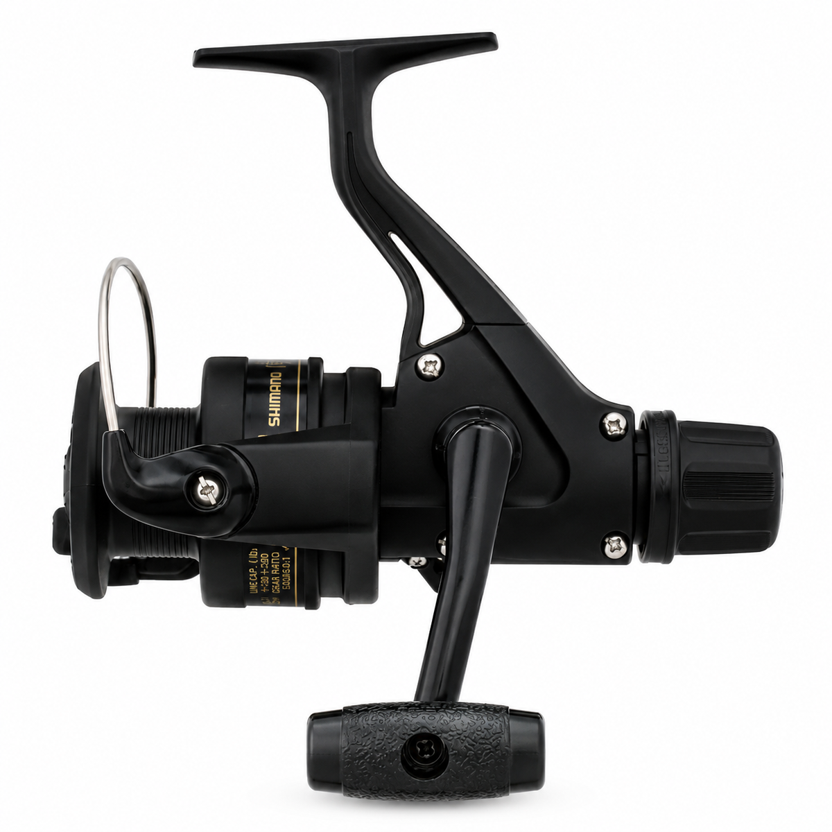 Side profile of Shimano IX spinning reel showing rear drag design