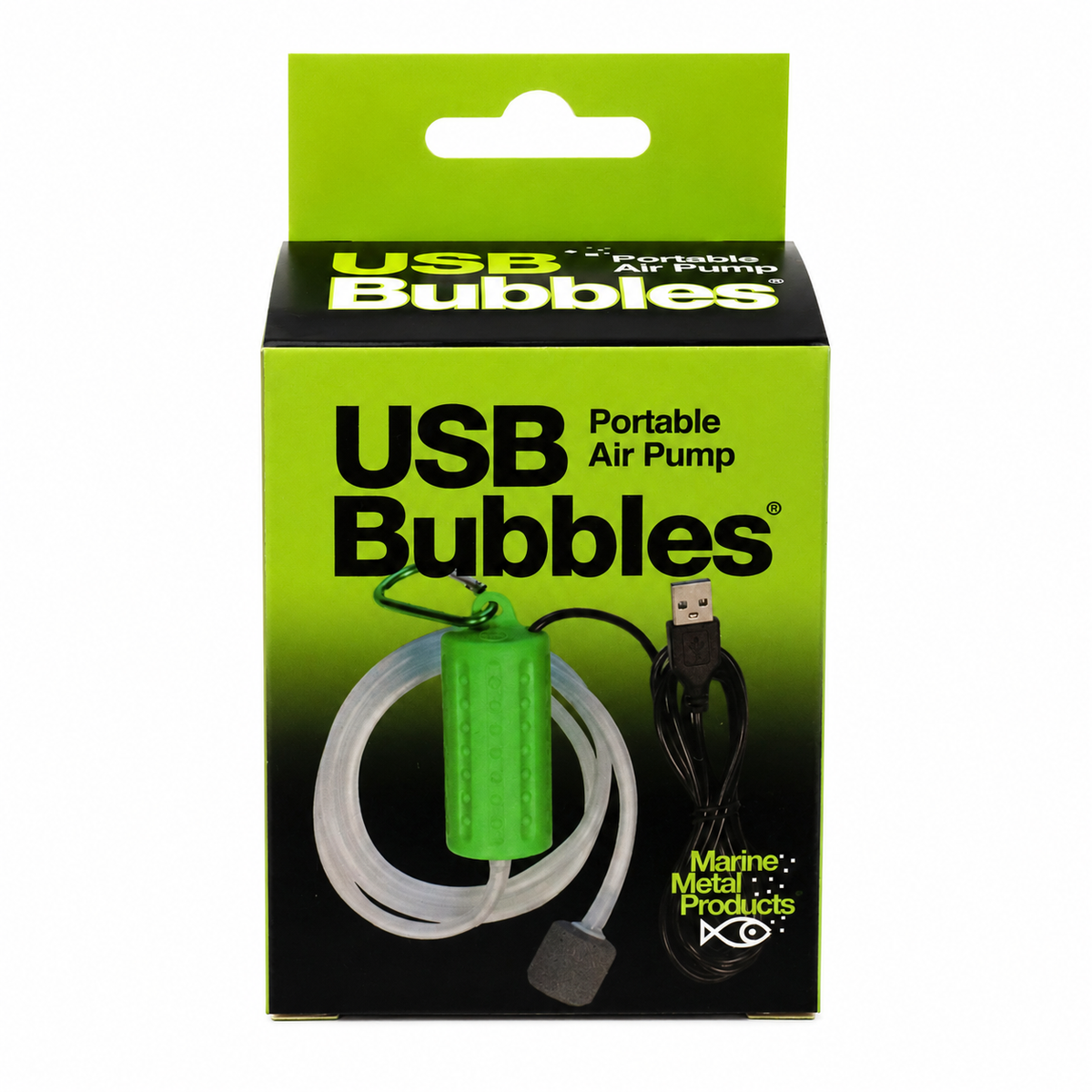 Marine Metal USB-Bubbles portable USB air pump for live bait buckets and bait tank aeration