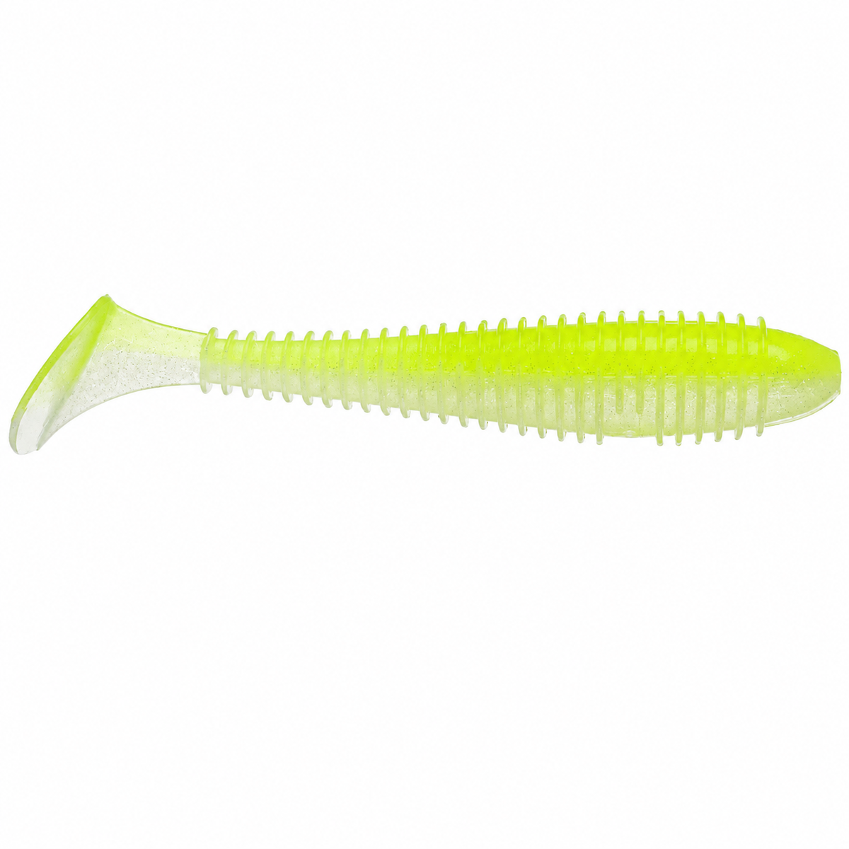 Keitech FAT Swing Impact Swimbait 3.8 inch soft paddle tail swimbait in Chartreuse Back Pearl