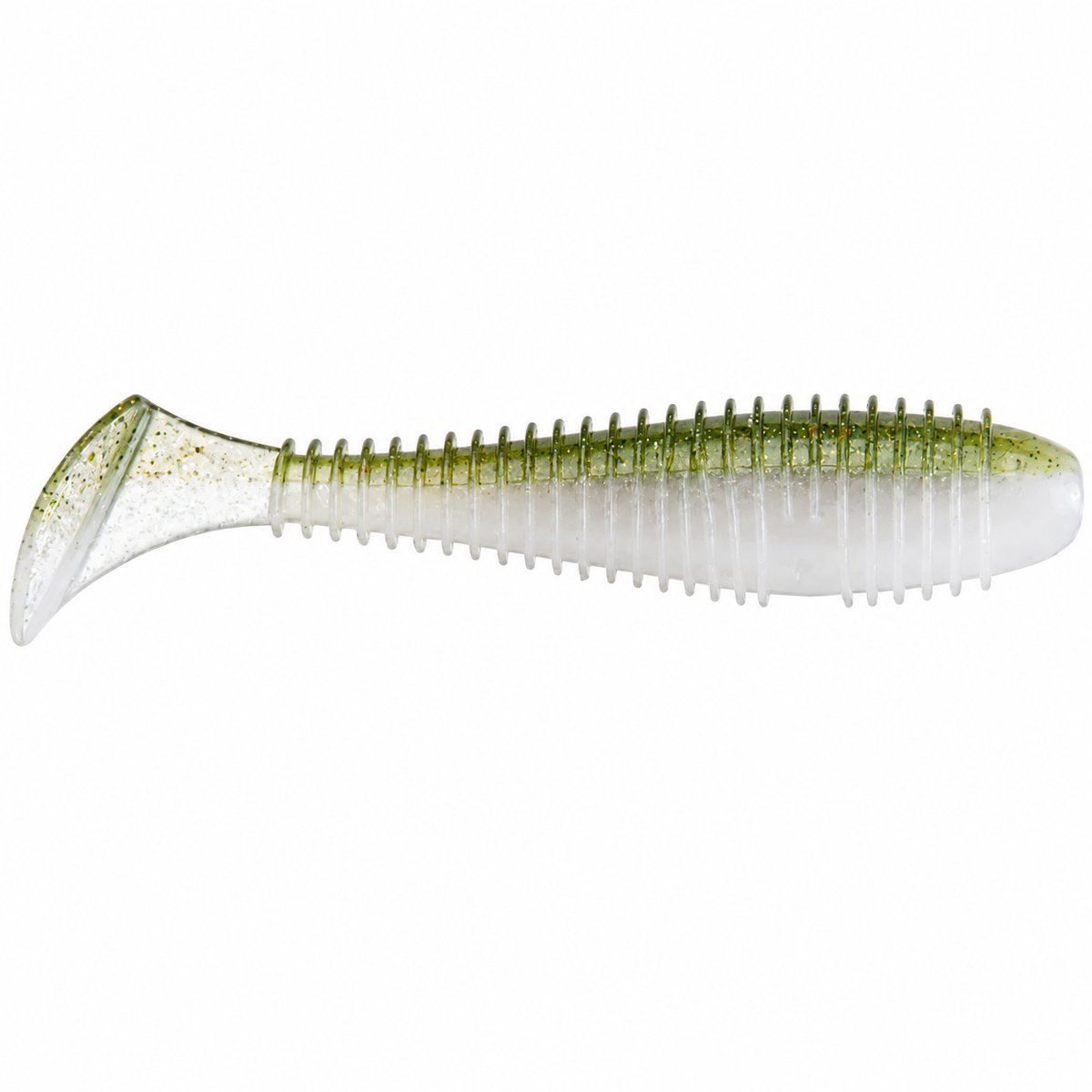 Keitech FAT Swing Impact Swimbait 3.8 inch soft paddle tail swimbait in Pro Green Red Pearl