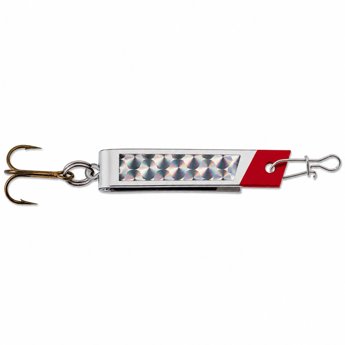Luhr Jensen Super Duper Spoon trout fishing lure with unique U-shaped design and erratic action in Chrome/Silver Prism-Lite