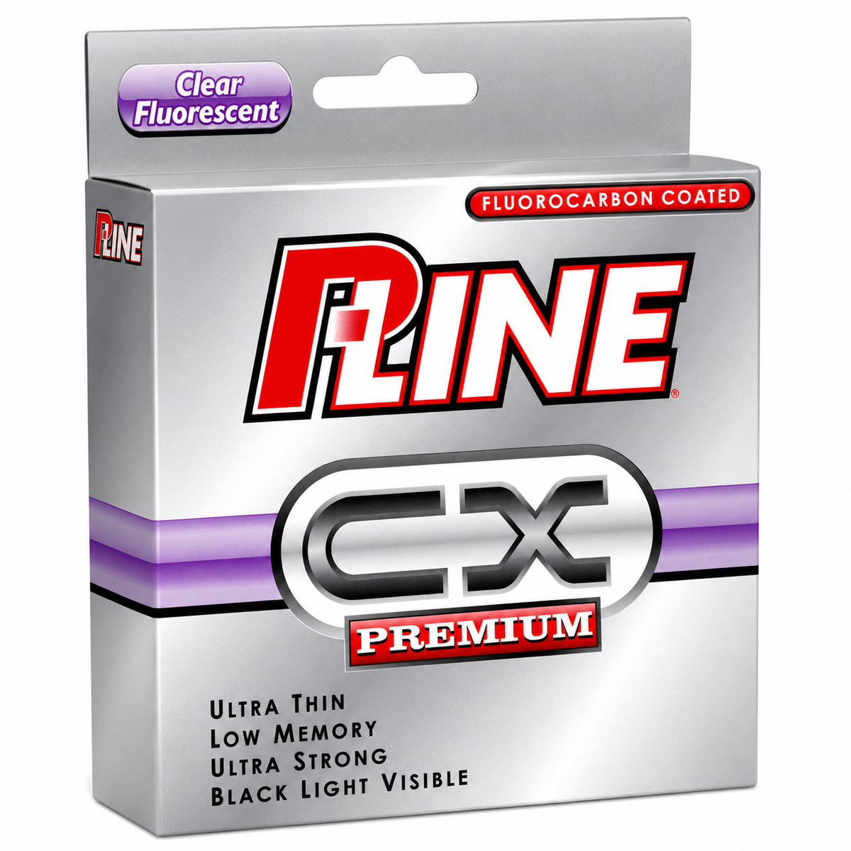 P-Line CX Premium fluorocarbon coated fishing line in Clear Fluorescent color with low memory and superior castability