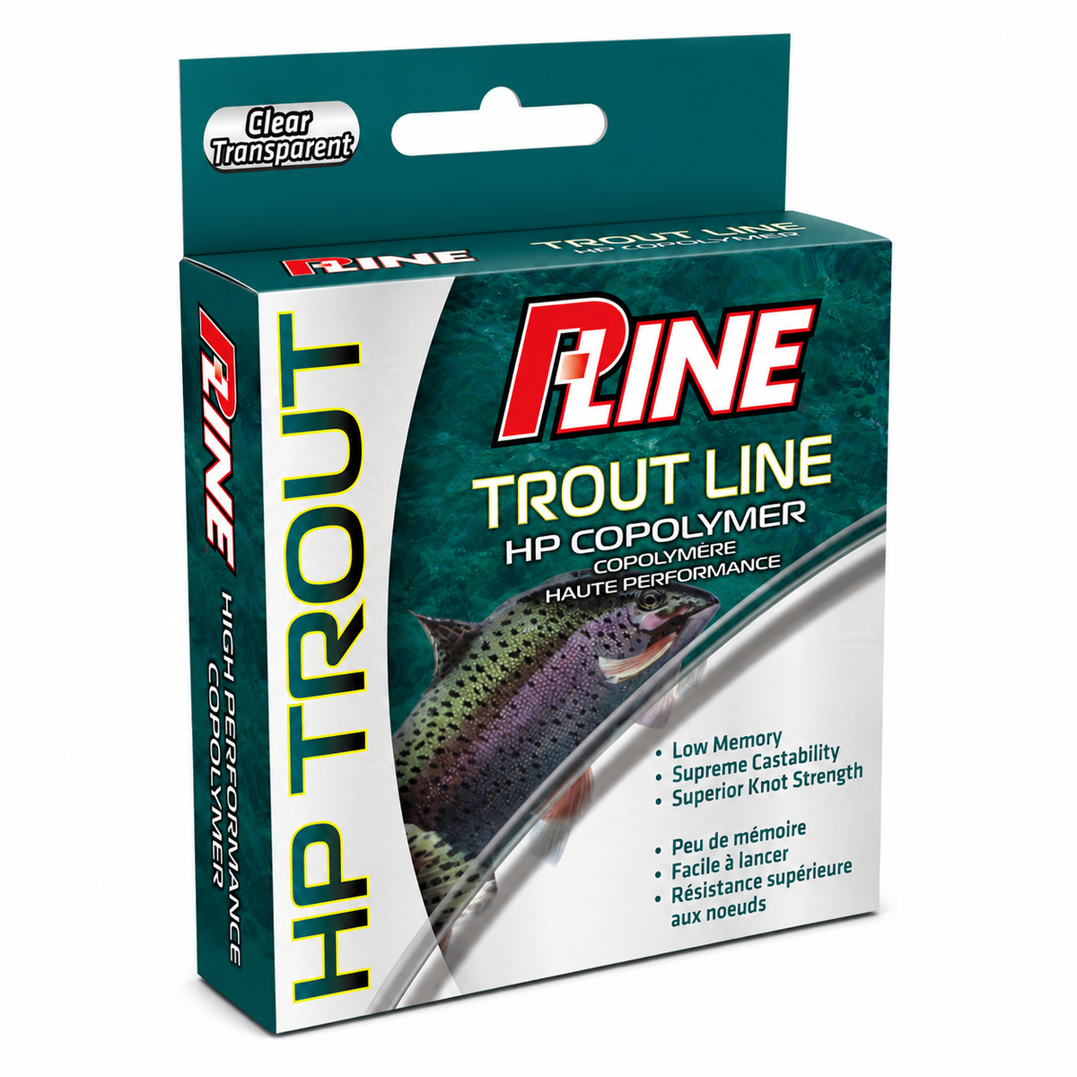 P-Line HP Trout copolymer fishing line designed for ultralight trout fishing with low memory and superior castability