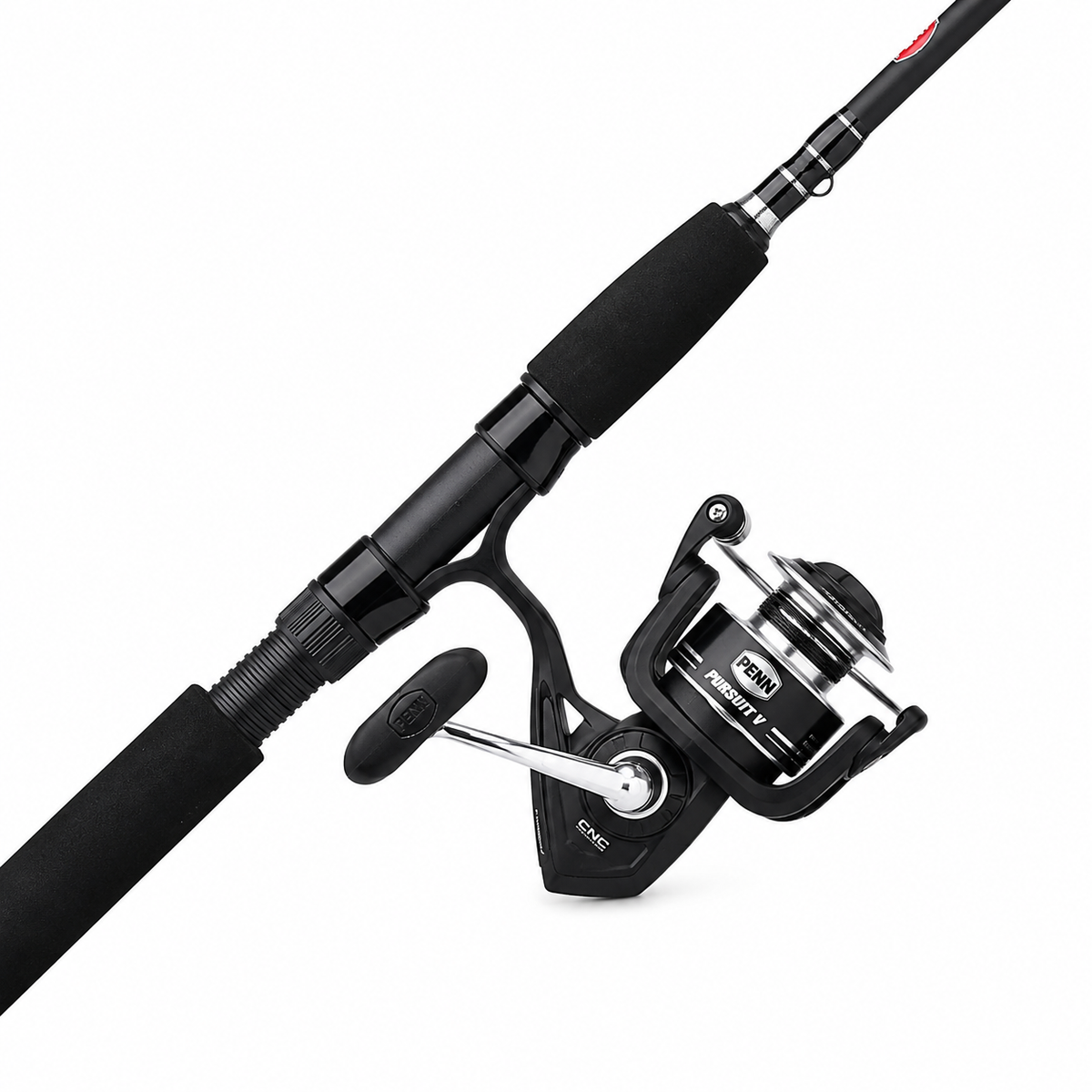 PENN Pursuit V spinning combo featuring graphite composite rod and Pursuit V spinning reel on white background