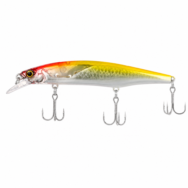 Shimano Zumverno 95SP Flash Boost jerkbait in red crawfish color pattern for reaction strikes