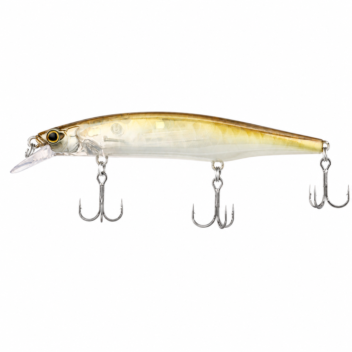 Shimano Zumverno 95SP Flash Boost jerkbait in gold baitfish pattern with lifelike holographic finish