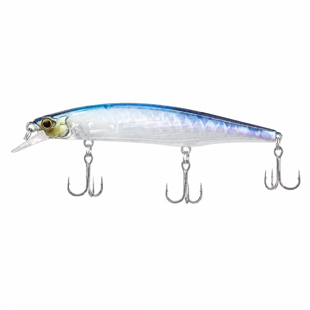 Shimano Zumverno 95SP Flash Boost jerkbait in blue shad pattern with realistic baitfish finish