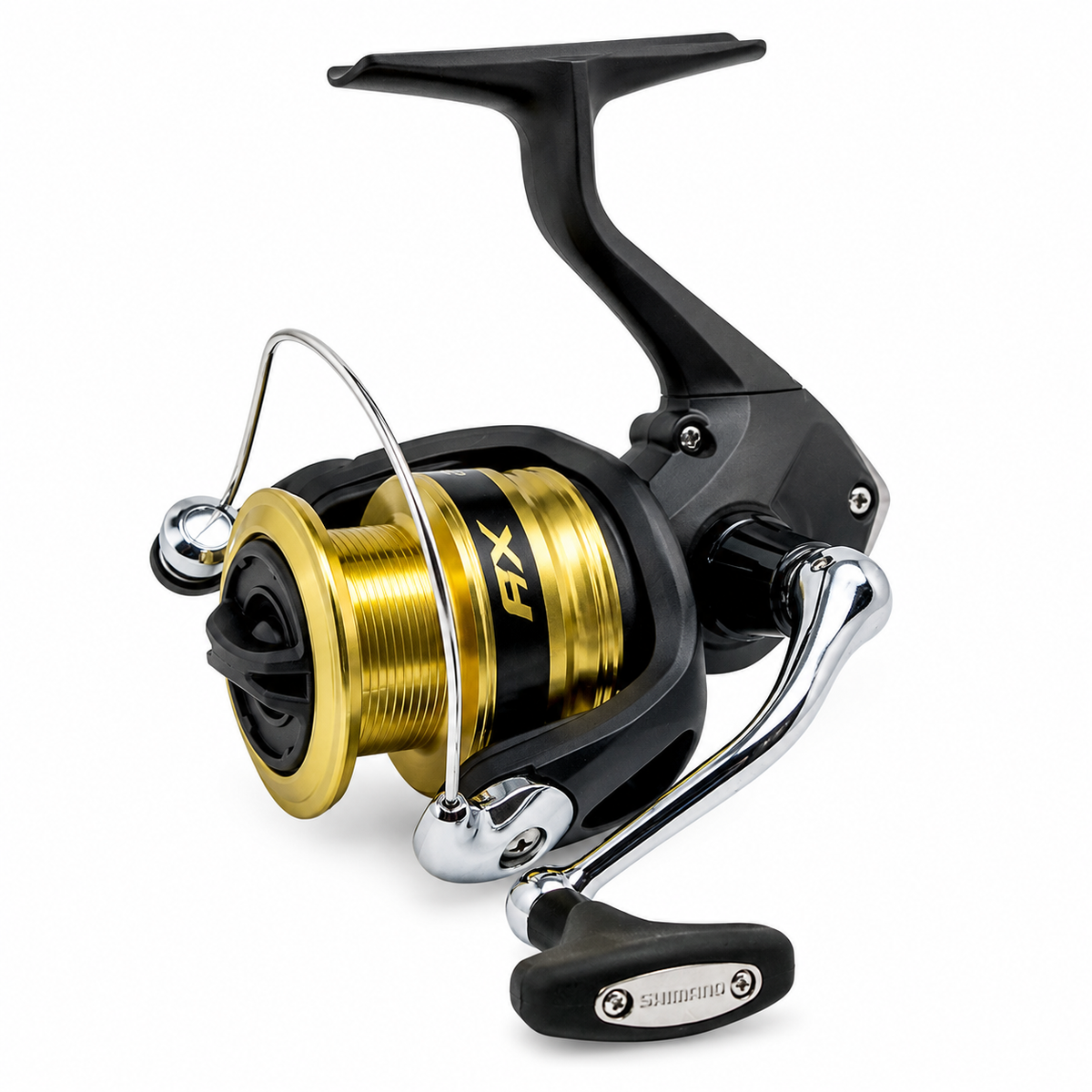 Shimano FX spinning reel with gold spool and front drag system