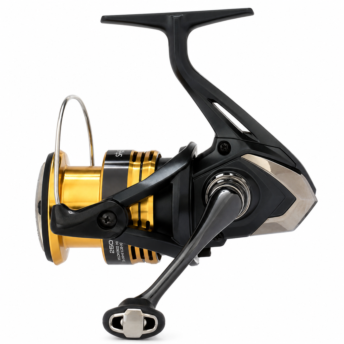 Shimano Sahara FJ spinning reel with black body and gold spool