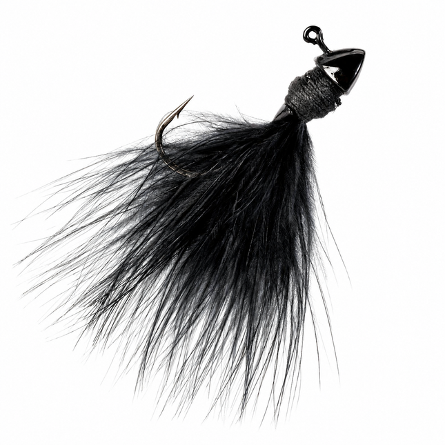 Strike King Tour Grade Hair Jig hand-tied marabou finesse fishing jig in Black on white background