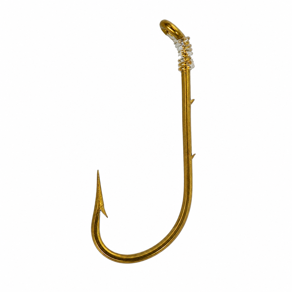 Tru-Turn snelled baitholder fishing hook with bronze finish and bait-holding barbs on white background