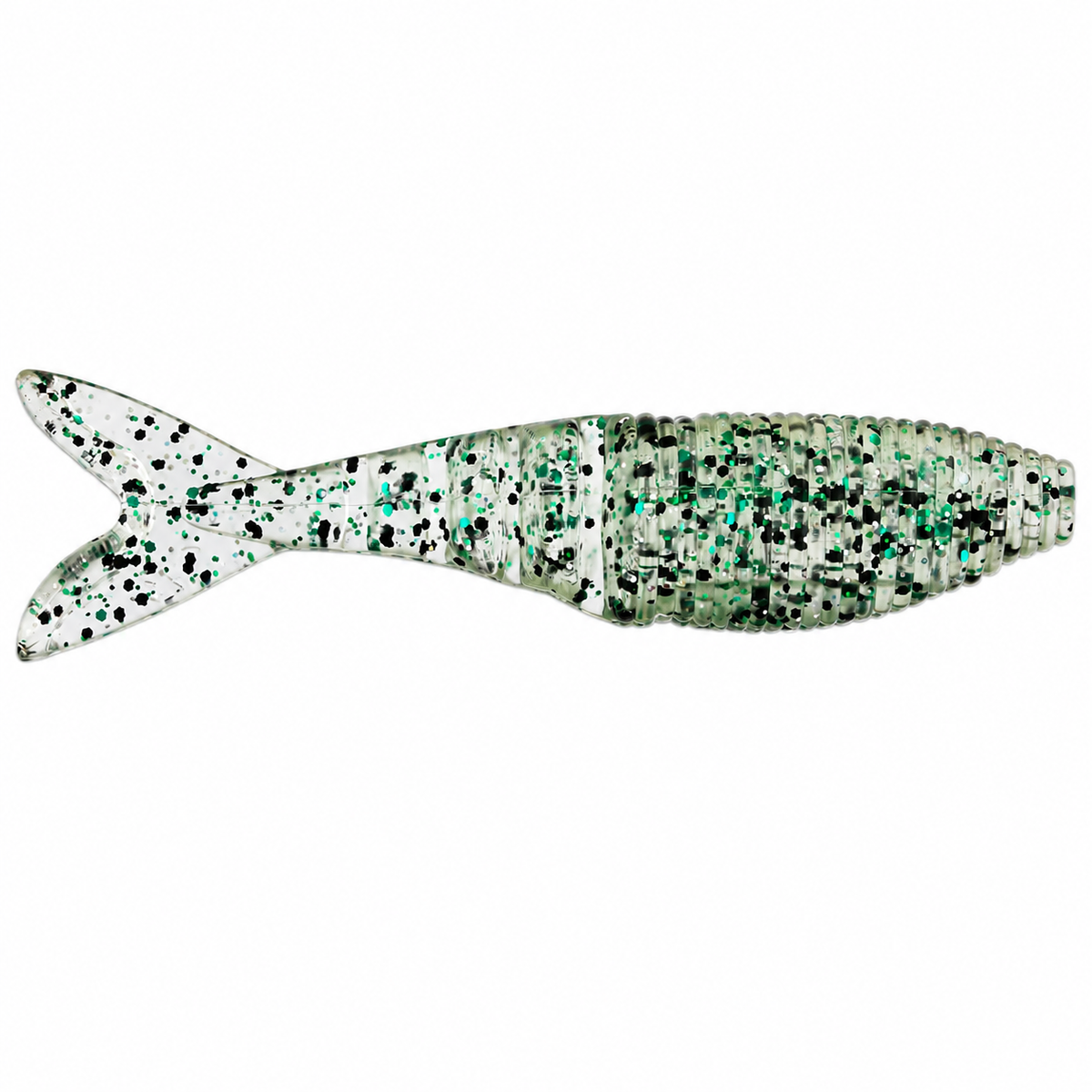 Yamamoto Zako Swimbait soft plastic bass fishing lure with deep shad profile and accordion tail on white background in Disco Green