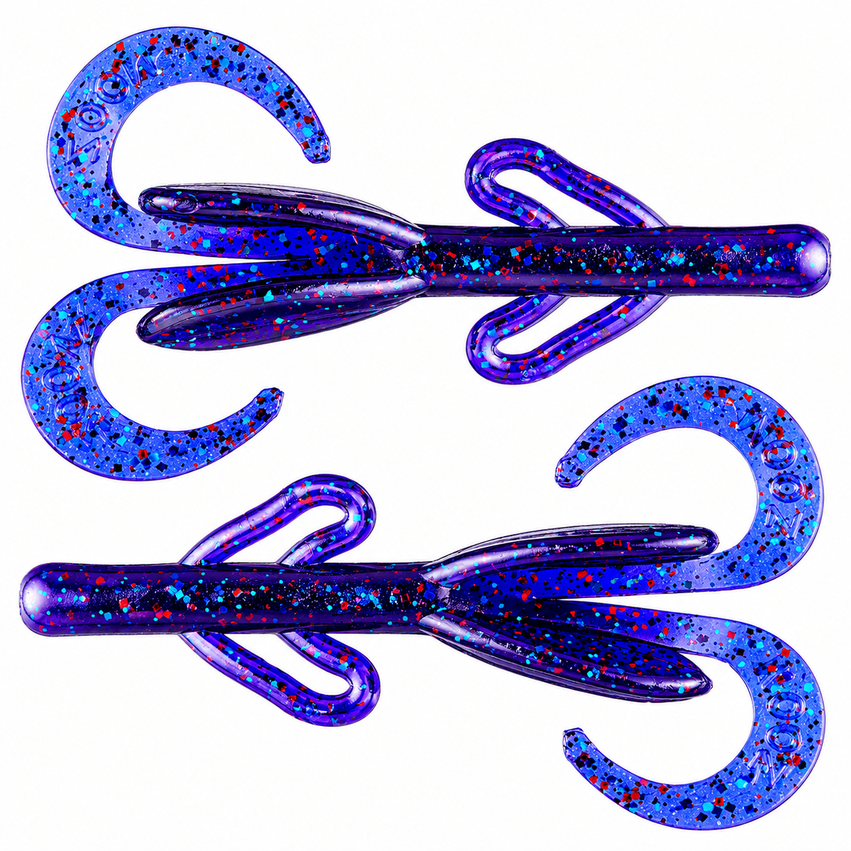 Zoom Brush Hog 6 inch creature bait soft plastic fishing lure with twin curl tails and multiple appendages for bass fishing rigs and jig trailers.