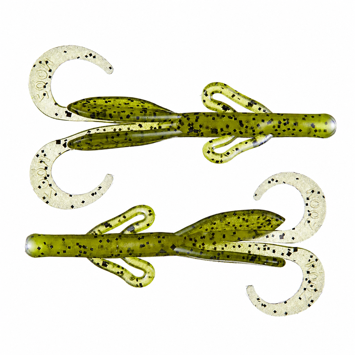 Zoom Brush Hog 6 inch creature bait soft plastic fishing lure with twin curl tails and multiple appendages for bass fishing rigs and jig trailers.